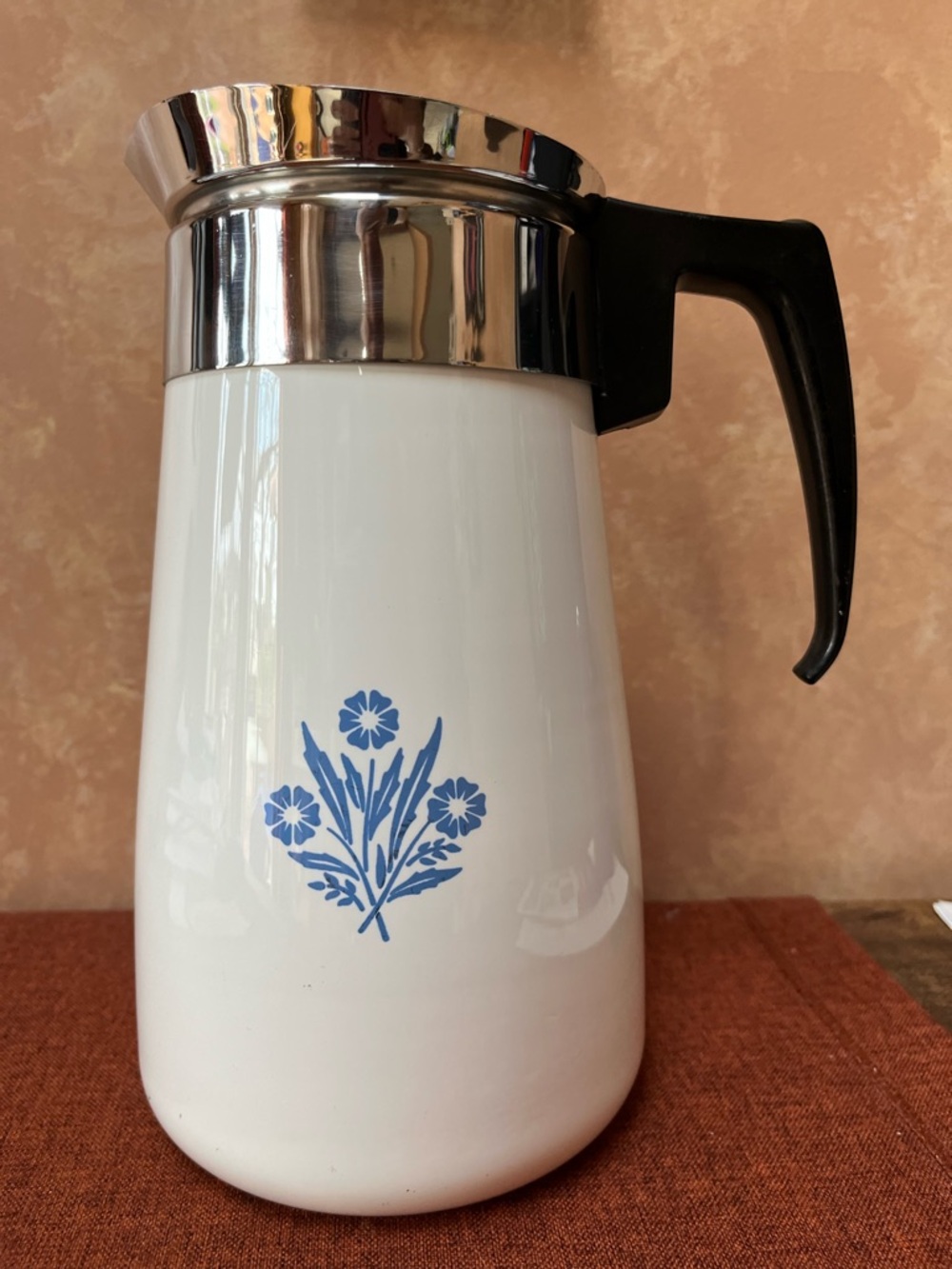 Corning Ware Blue Flower 9 Cup Coffee Percolator Vintage